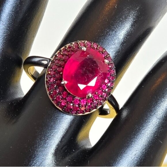 925 Sterling Silver Ring Sz 7.75 with Natural Ruby Gemstone - Picture 9 of 15